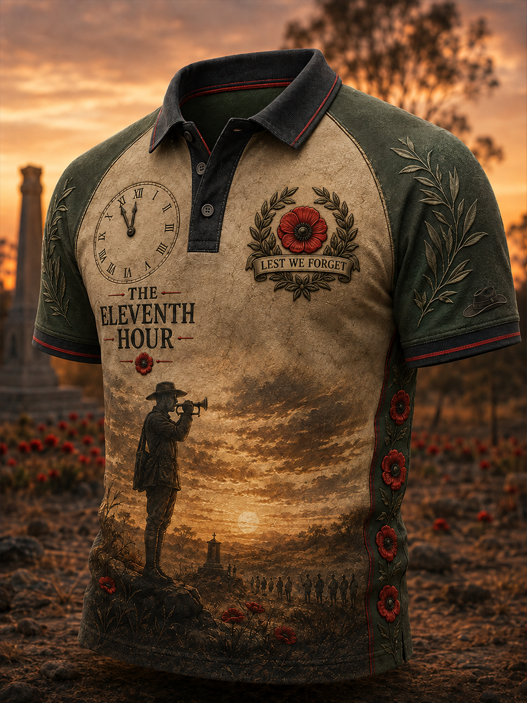 Men's Australia Remembrance Day Print Polo Shirt