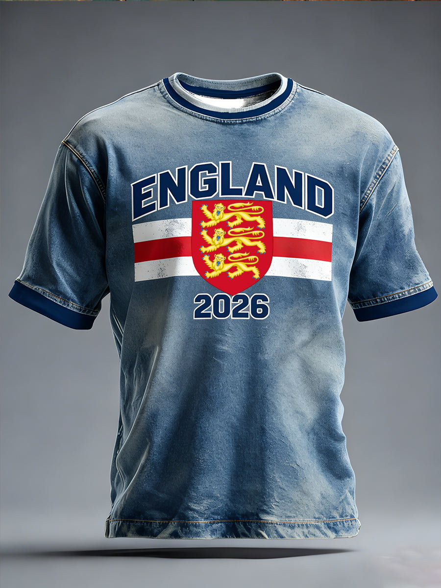Men's Retro English Football Fan Printed Casual T-Shirt