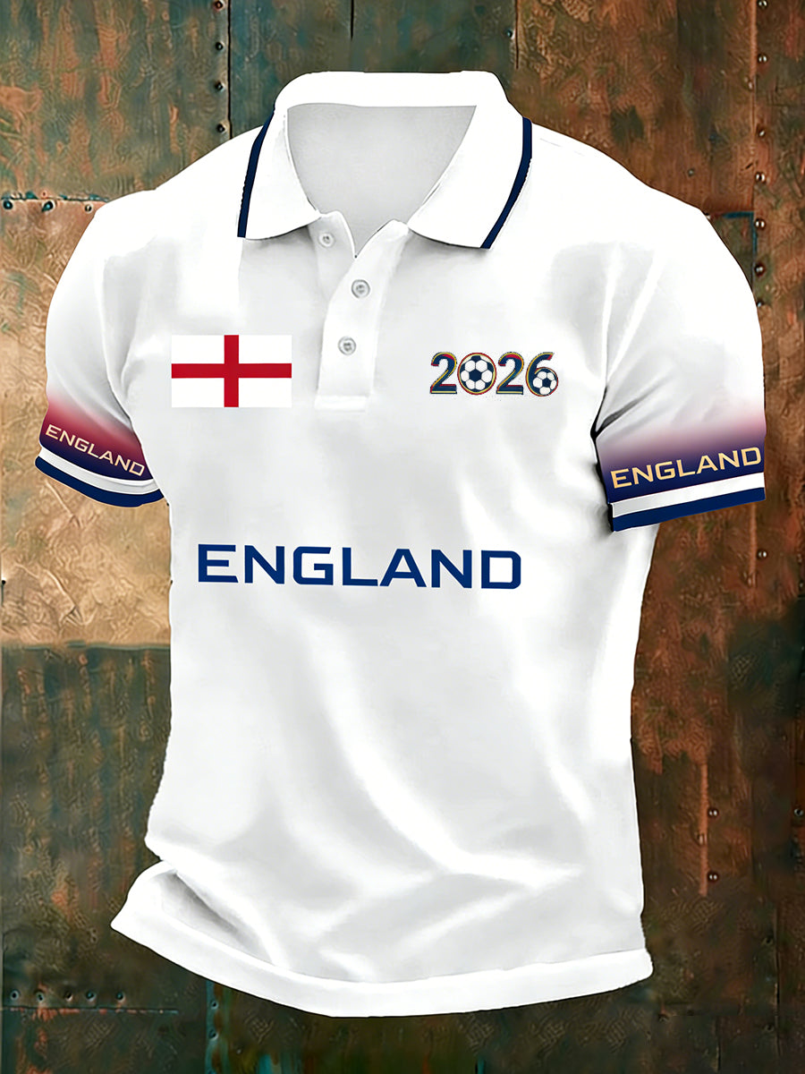 Men's Retro English Football Fan Printed Casual POLO