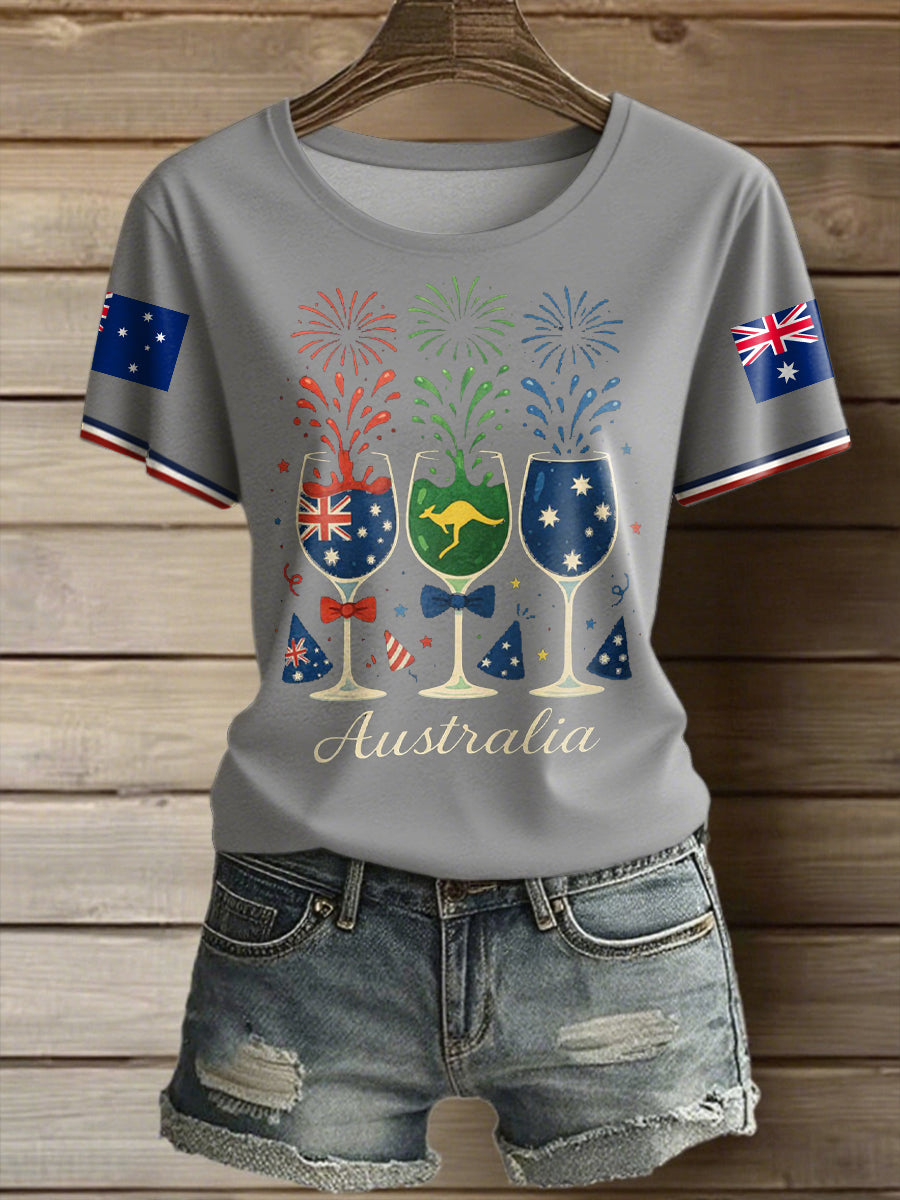 Women's Aussie Proud Australia Flag Art Printed T-shirt