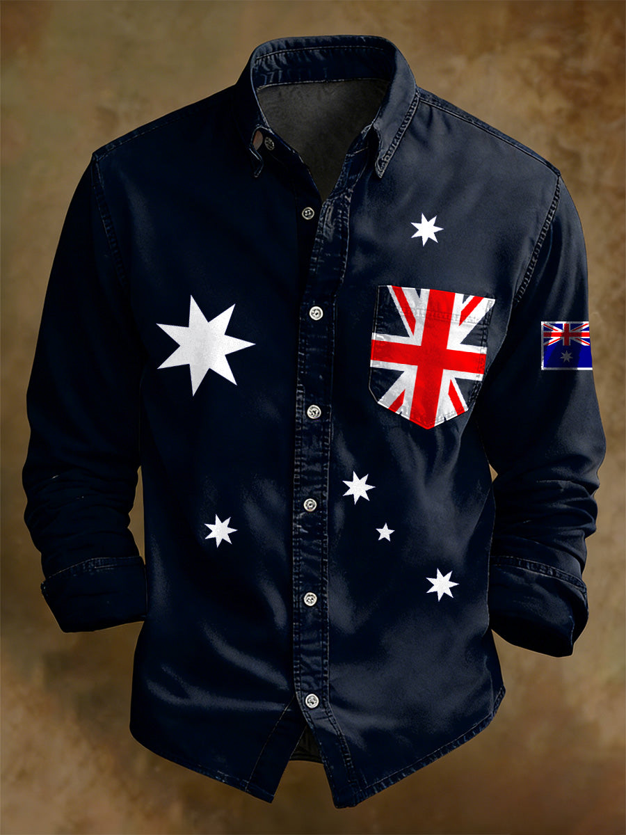 Men's Australian Art Print Long-Sleeve Shirt