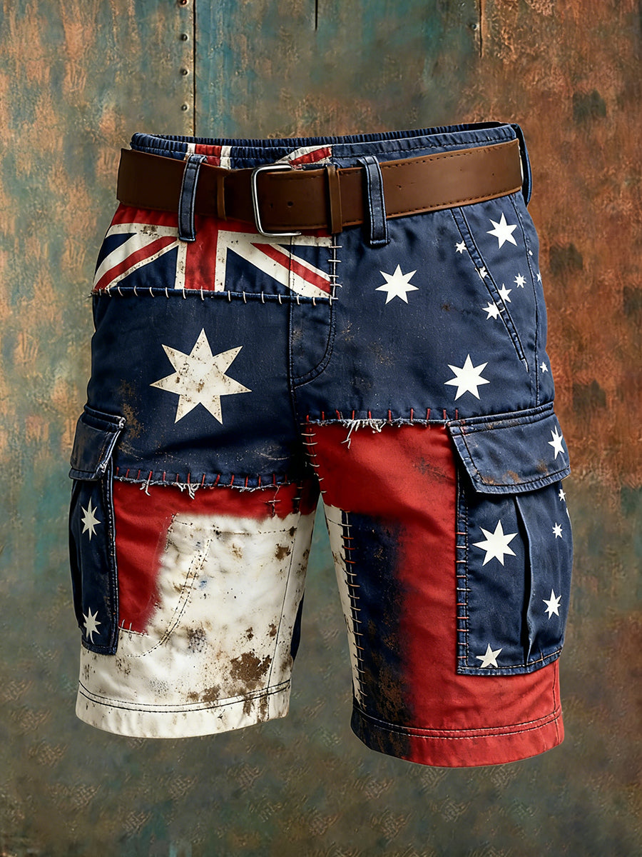 Men's Retro Australian Flag Art Vacation Business Casual Printed Shorts