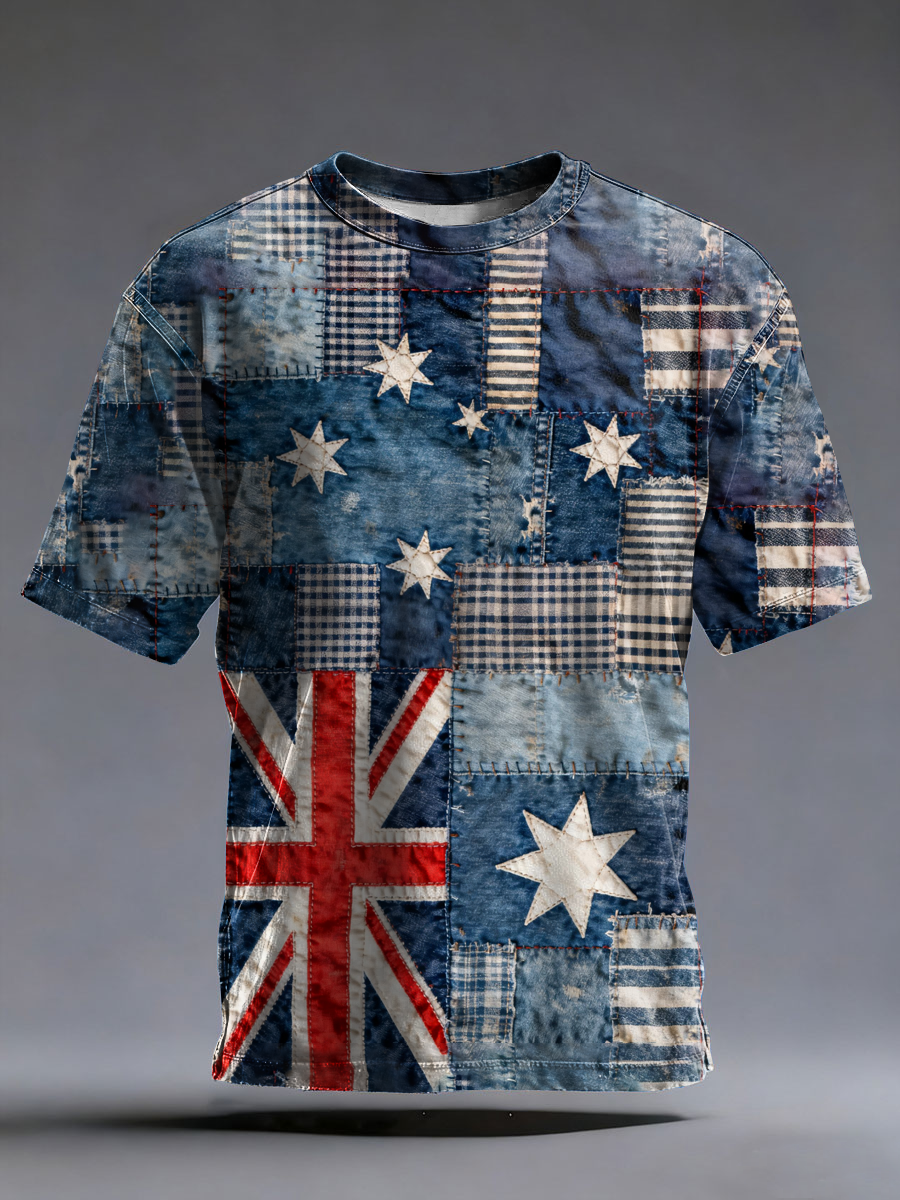 Men's Australian flag printed short sleeves t-shirt