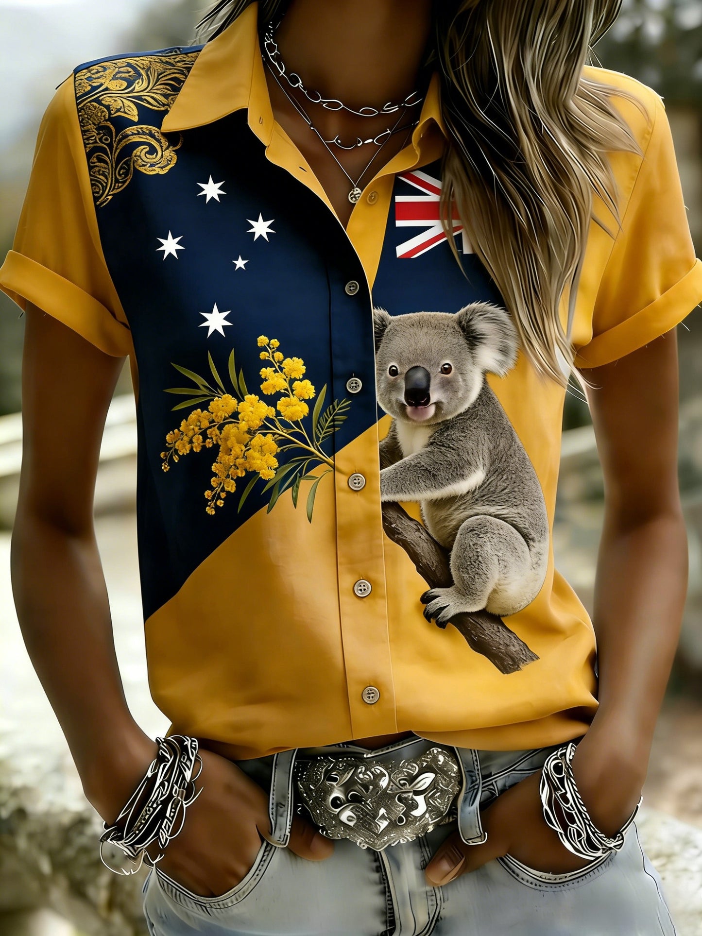 Women's Vintage Australian Holiday Casual Comfortable Short Sleeve Shirt