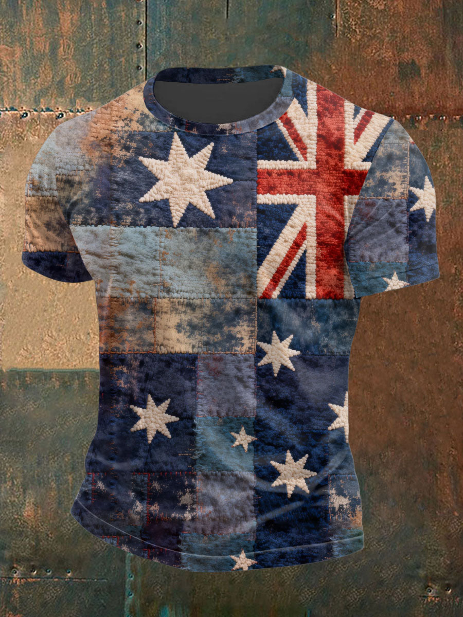 Men's Australian flag printed short sleeves t-shirt