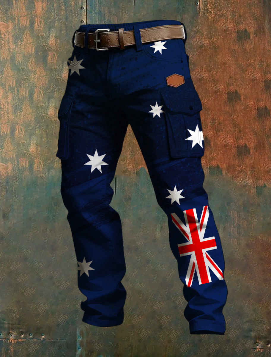 Men's Casual Trousers With Australian-Inspired Prints.