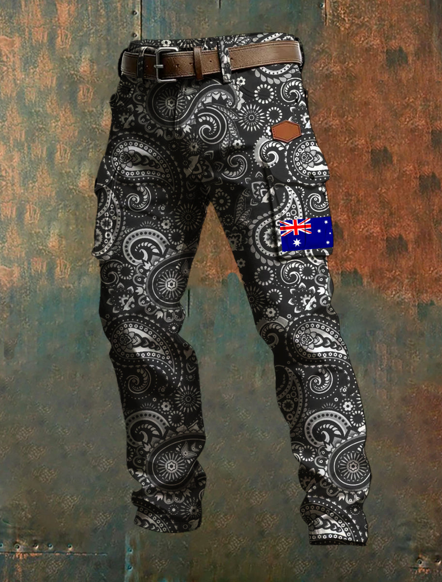 Men's Casual Trousers With Australian-Inspired Prints.