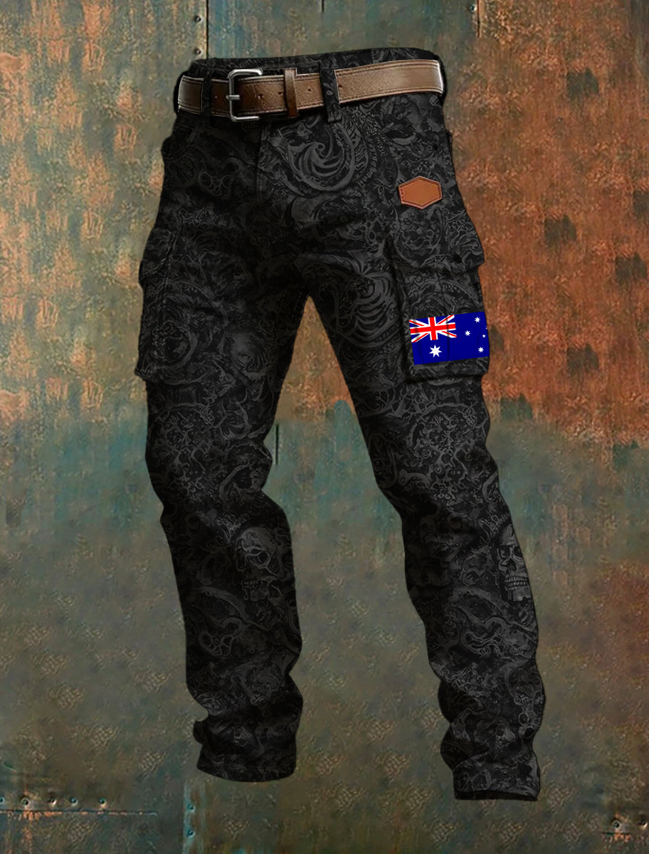 Men's Casual Trousers With Australian-Inspired Prints.