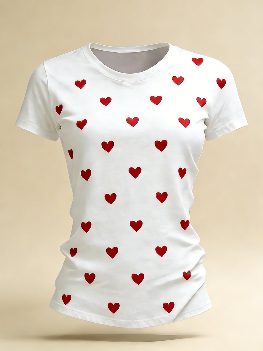 Women's Valentine's Day Heart Short-sleeved T-shirt