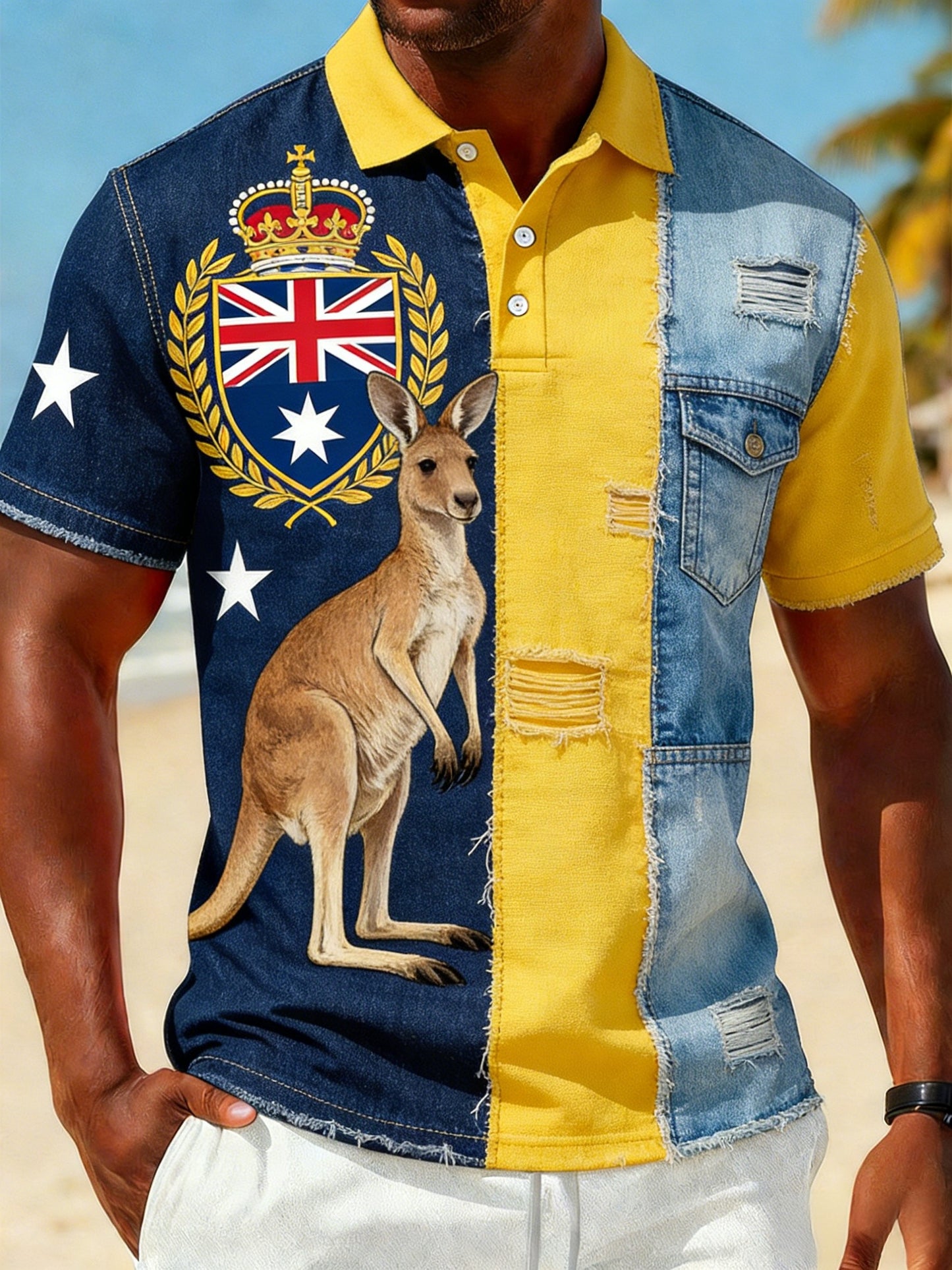 Men's Vintage Australian Holiday Casual Short-Sleeve Polo Shirt