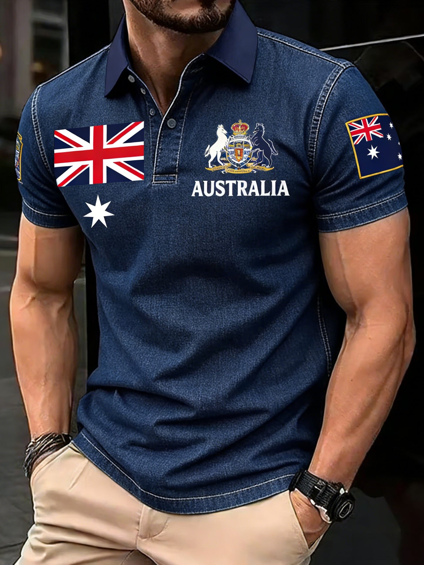 Men's Vintage Australian Holiday Casual Comfortable Short Sleeve Polo Shirt