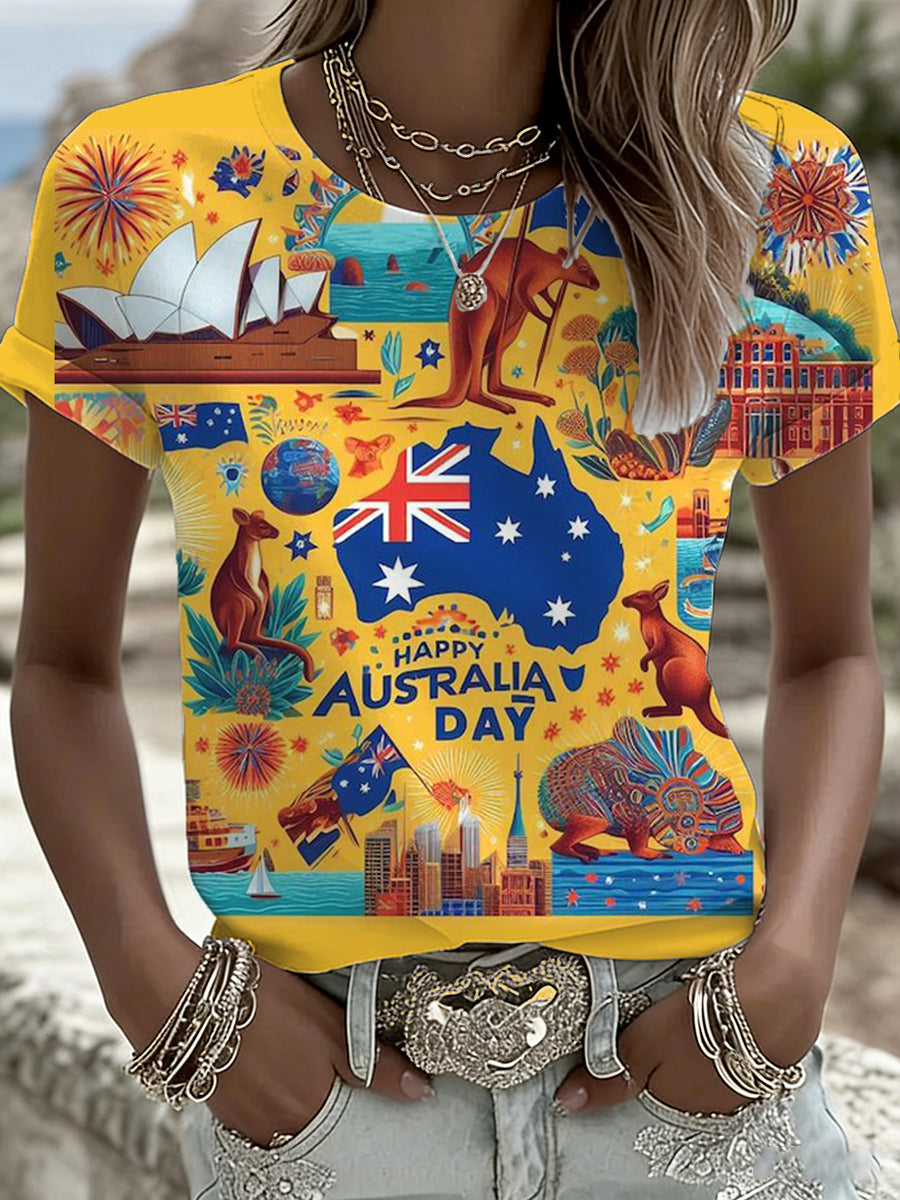 Women's Australian-Themed Graphic Print T-Shirt