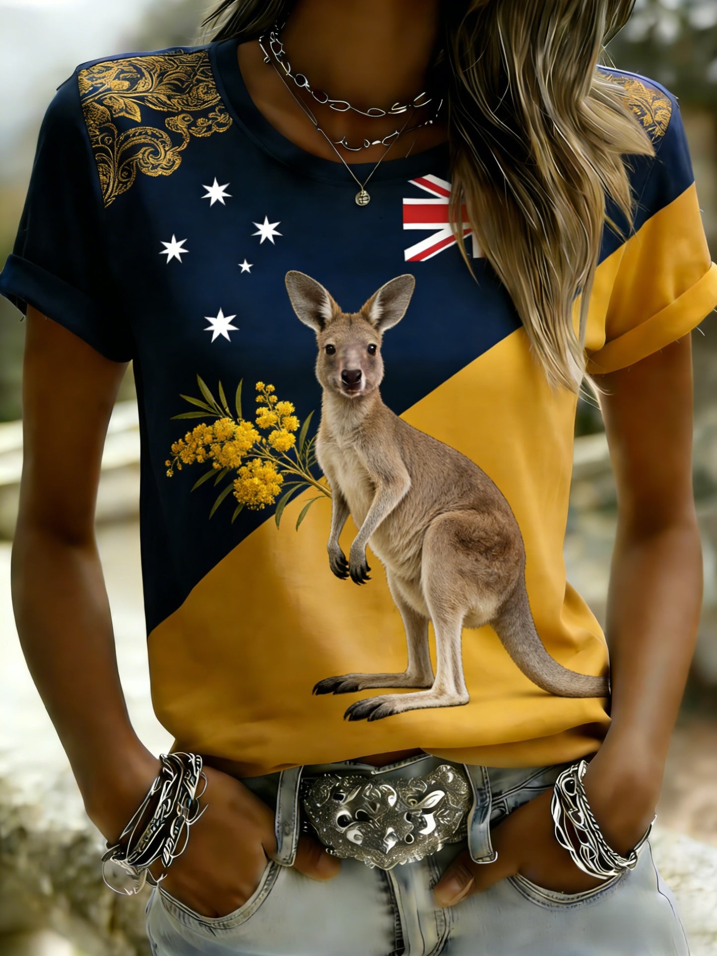 Women's Vintage Australian Holiday Kangaroo Casual Comfortable Short Sleeve T-Shirt
