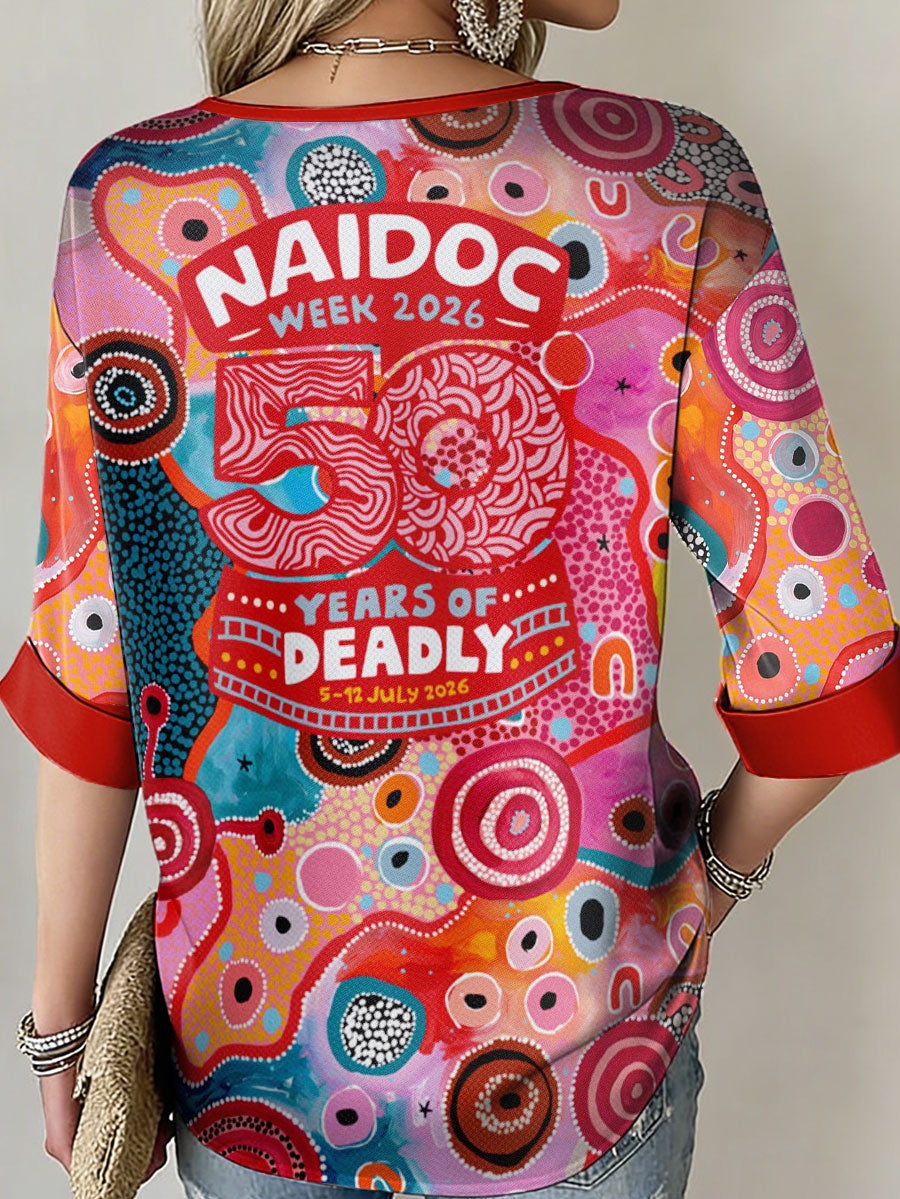 Women's AU 50 Years of Deadly NAIDOC Week Aboriginal Culture Printed Tops