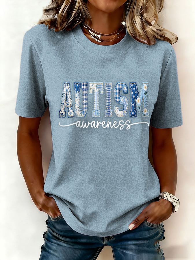 Women's Autism Awareness Print T-shirt