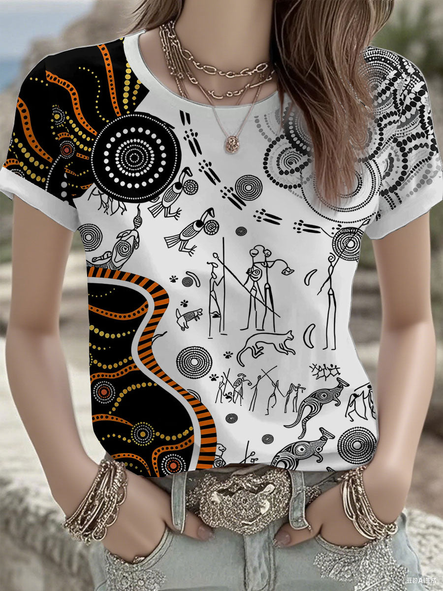 Women's AU Aboriginal Culture Printed short-sleeved T-shirt