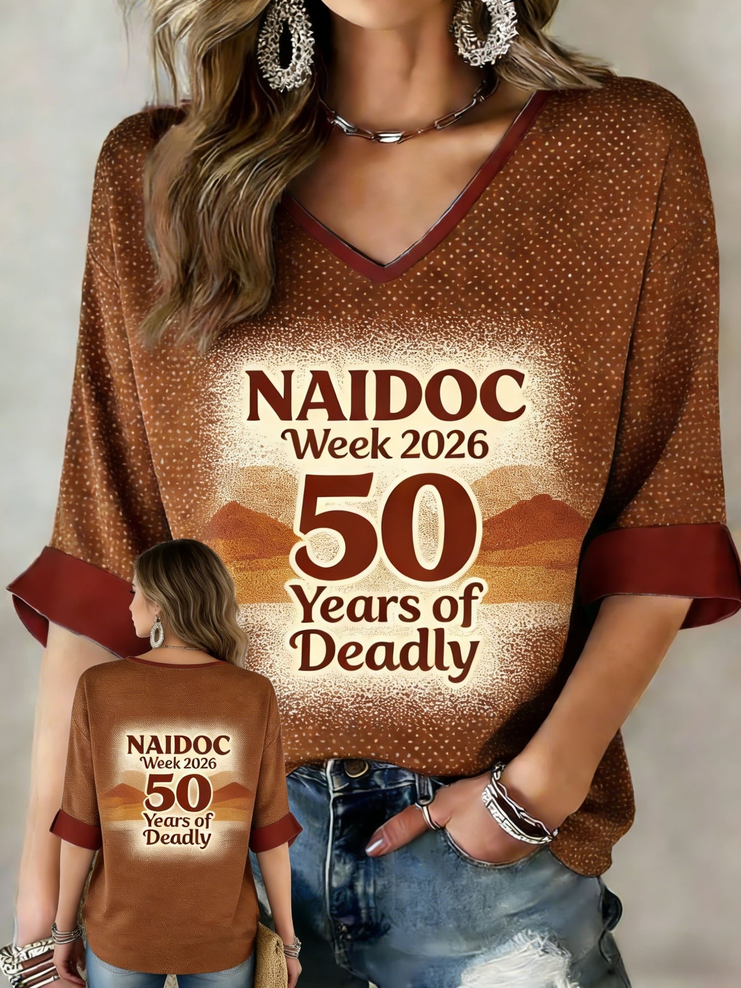 Women's AU Aboriginal Art NAIDOC Week Printed T-Shirt