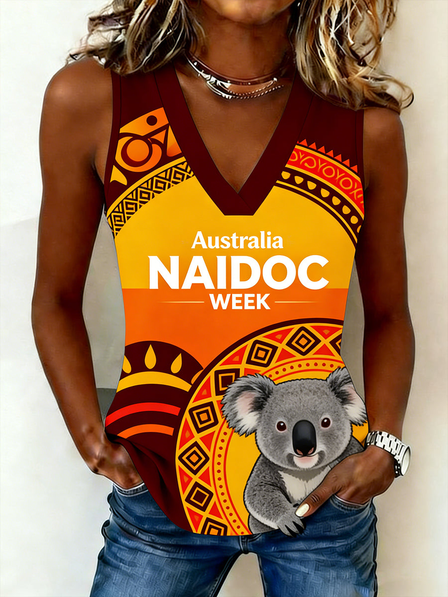 Women's Naidoc Week-Themed Print V-Neck Tank Top