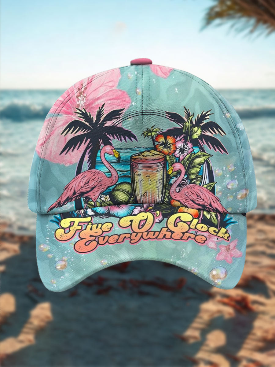Unisex Vacation Style Floral Art Print Hat