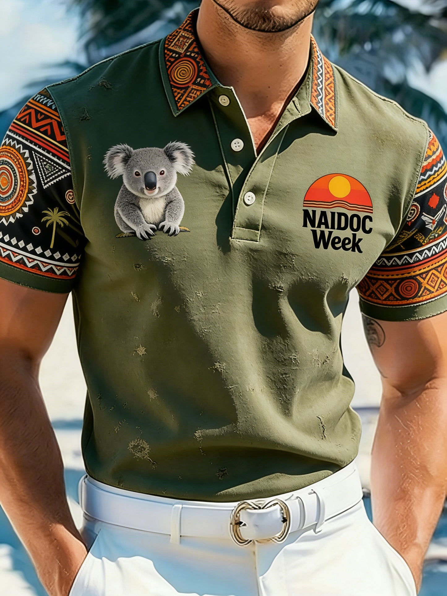 Men's Naidoc Week-Themed Printed Polo Shirt