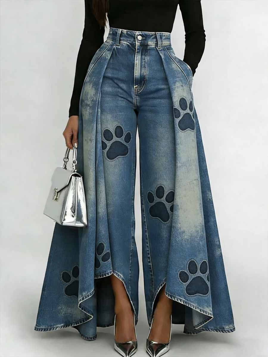Women's Fashion Animal Print Casual Wide-Leg Pants