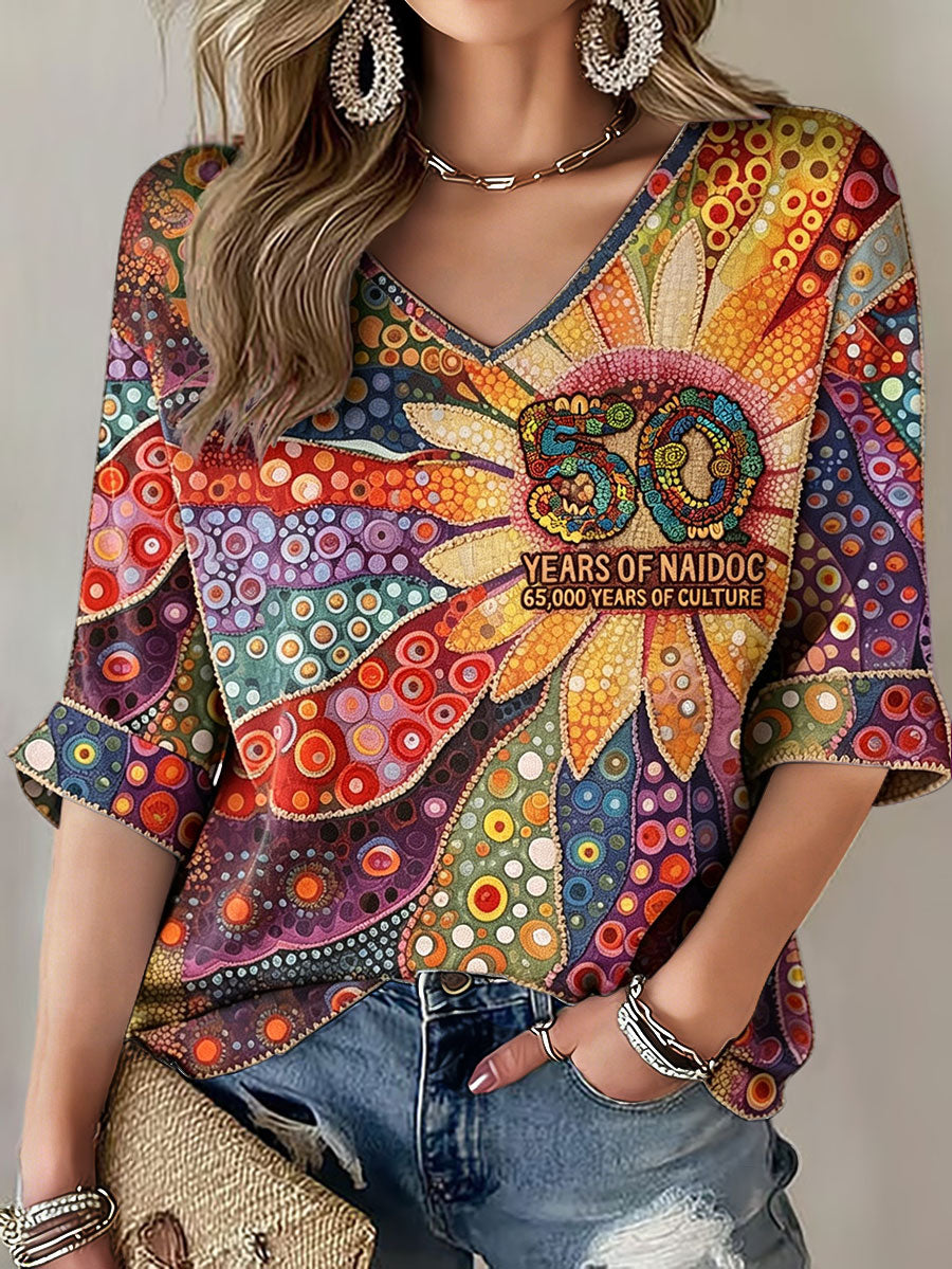 Women's Naidoc Week Aboriginal Spirit Art Printed T-shirt