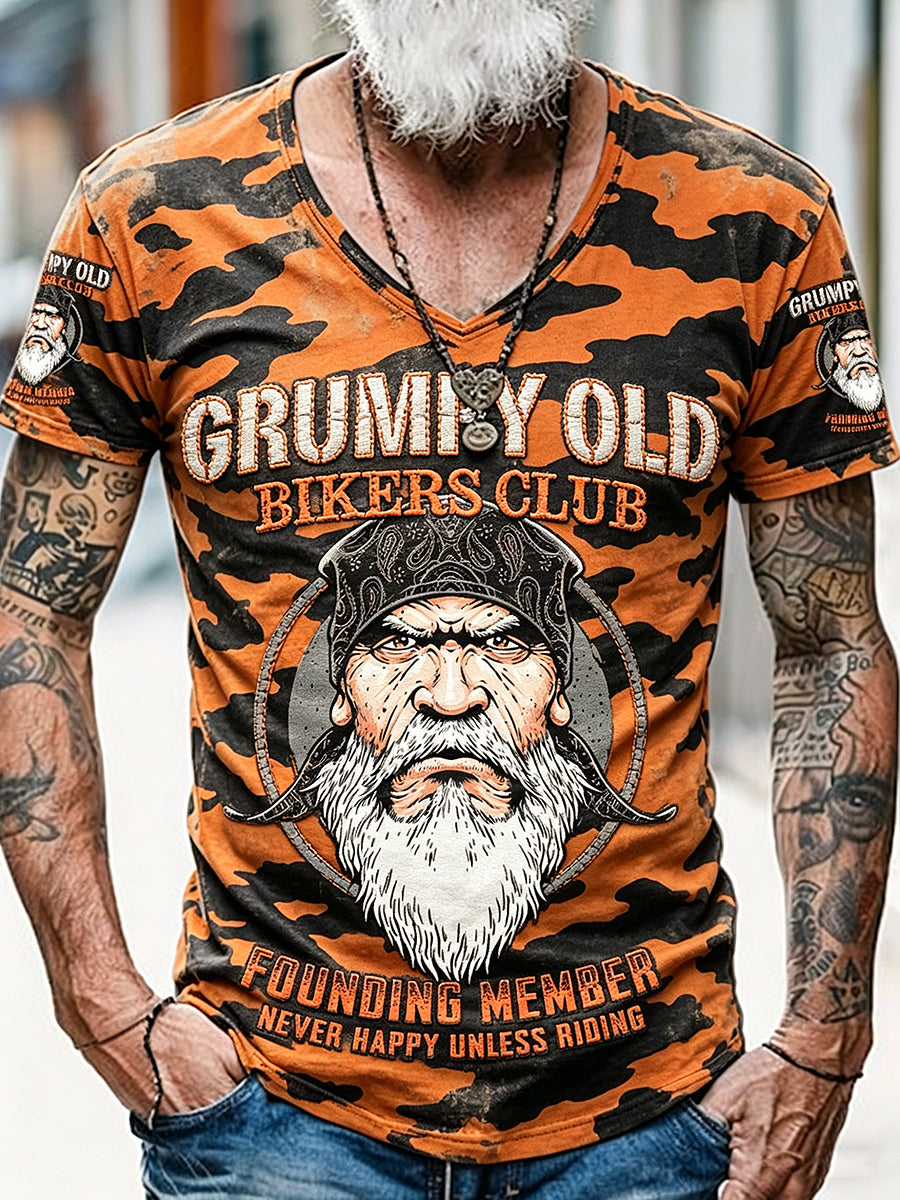 Men's Old Fuckers Club Print Casual Short Sleeved Shirt
