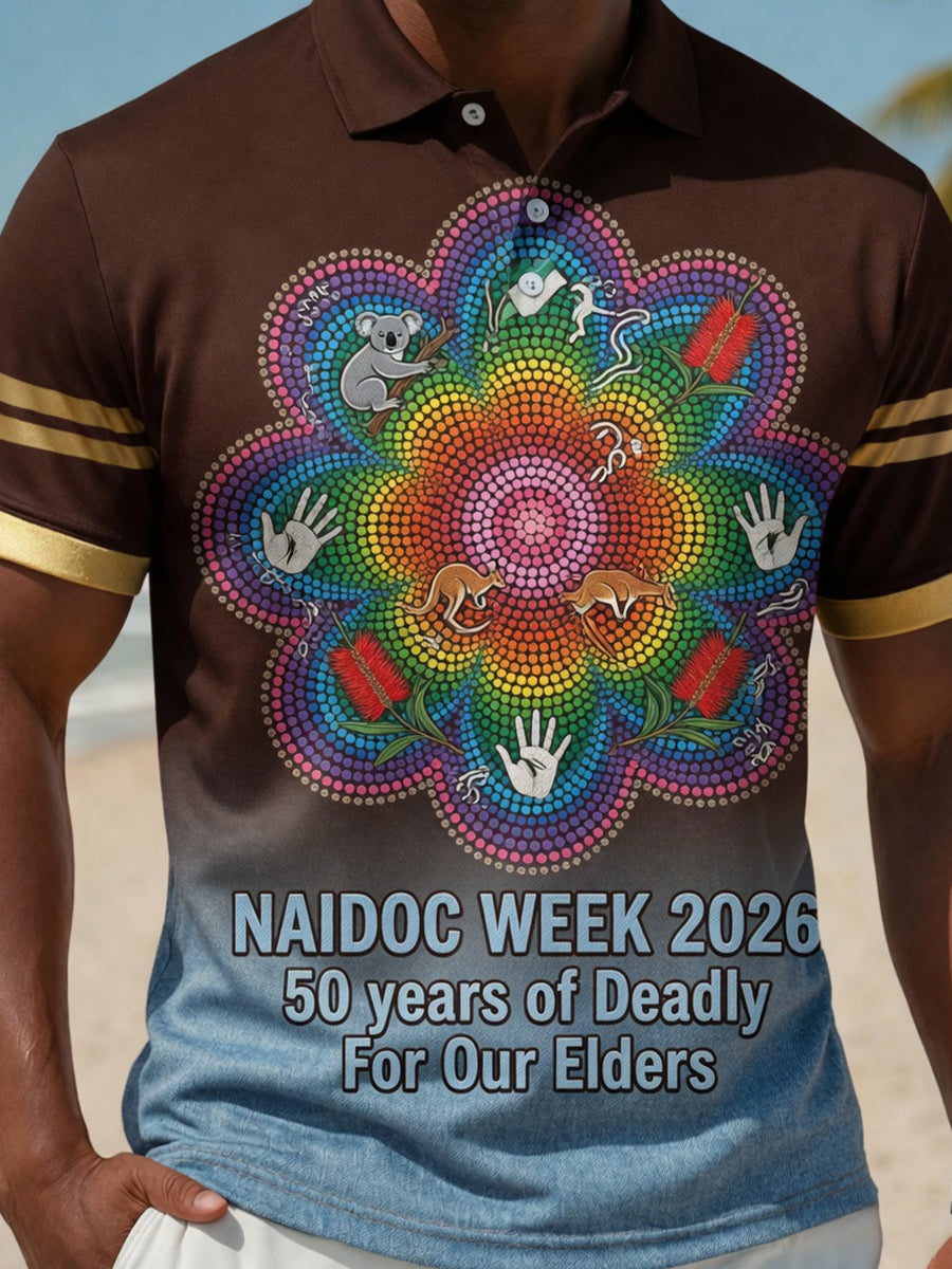 Retro Australian NAIDOC Week Art Print Casual Polo Shirt