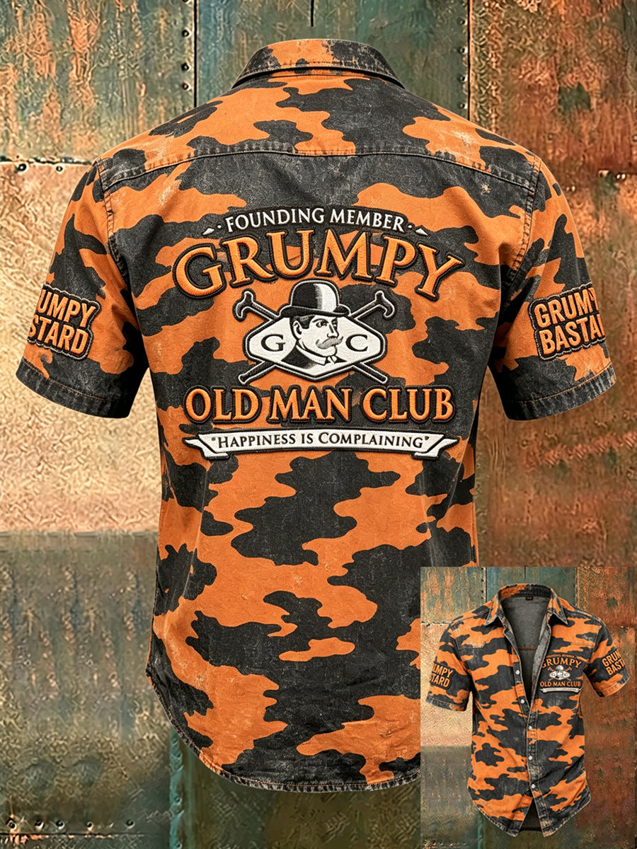 Men's Old Fuckers Club Print Casual Short Sleeved Shirt