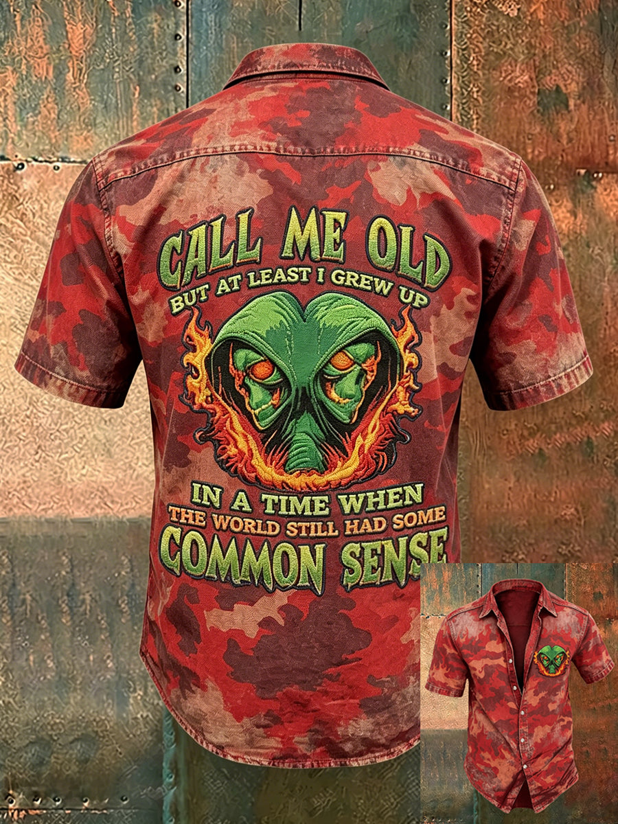 Men's Old Fuckers Club Print Casual Short Sleeved Shirt