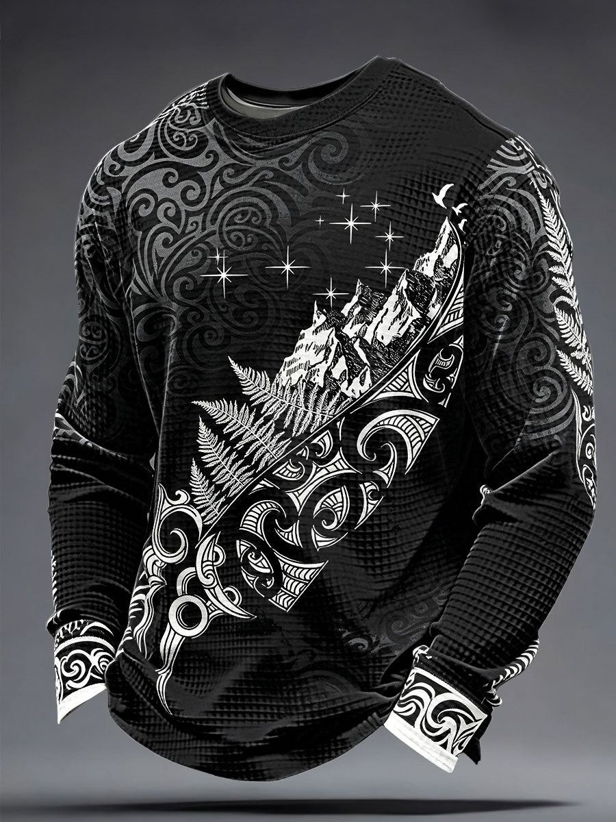 Men's Maori Art Matariki Printed Waffle Sweatshirt