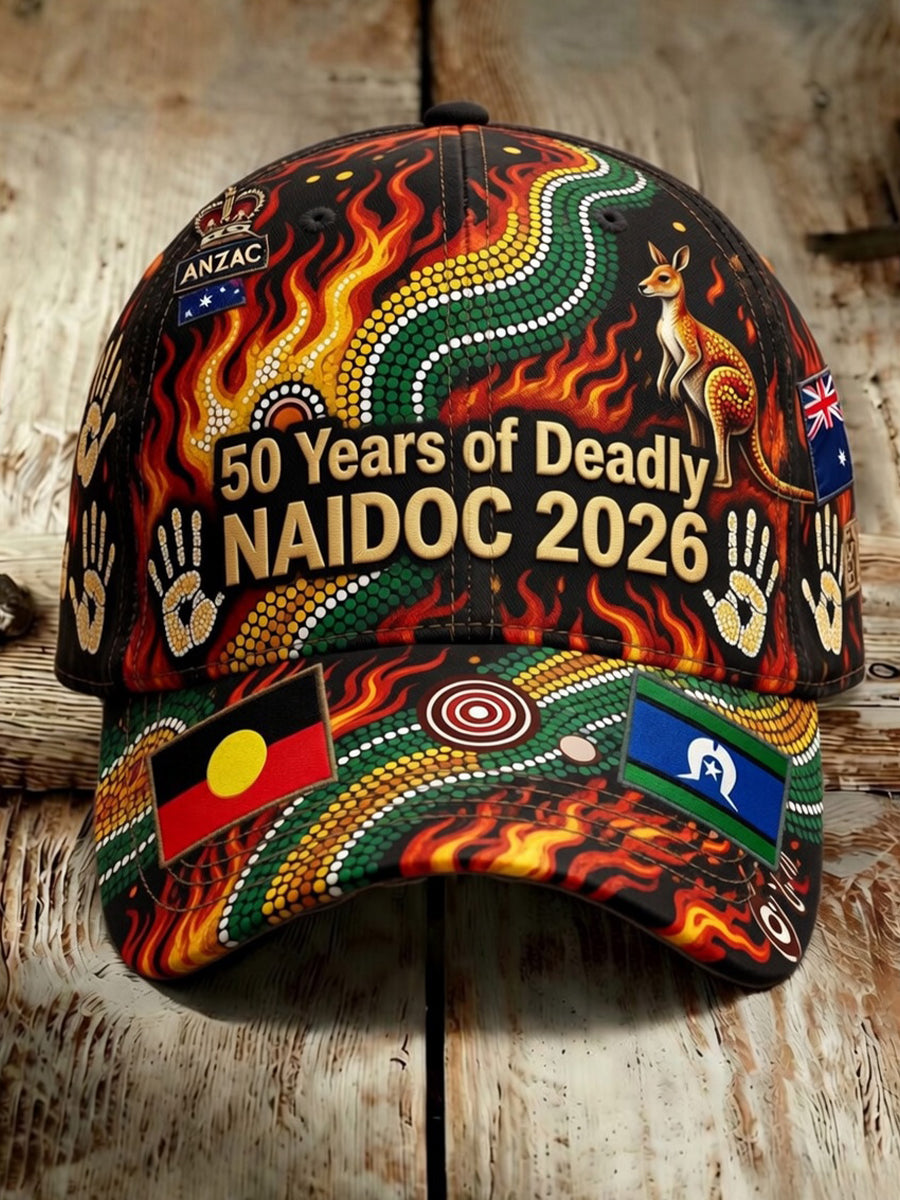 Unisex Vintage Australian-Style NAIDOC Art Print Casual Hat