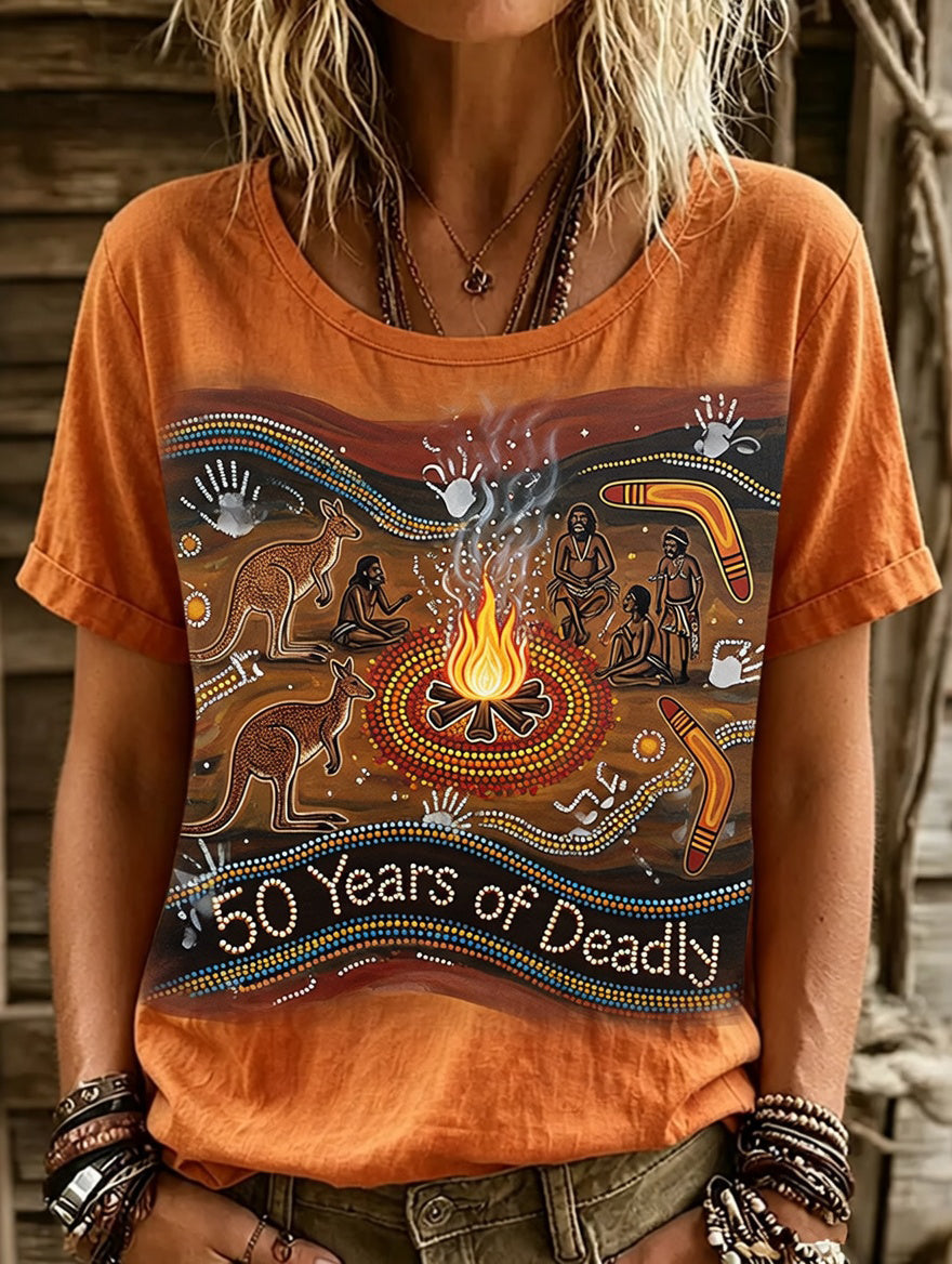 Retro Australian Art Print Casual T-shirt