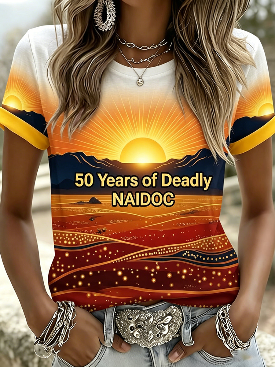 Women's Vintage Australian Art Print Casual Top