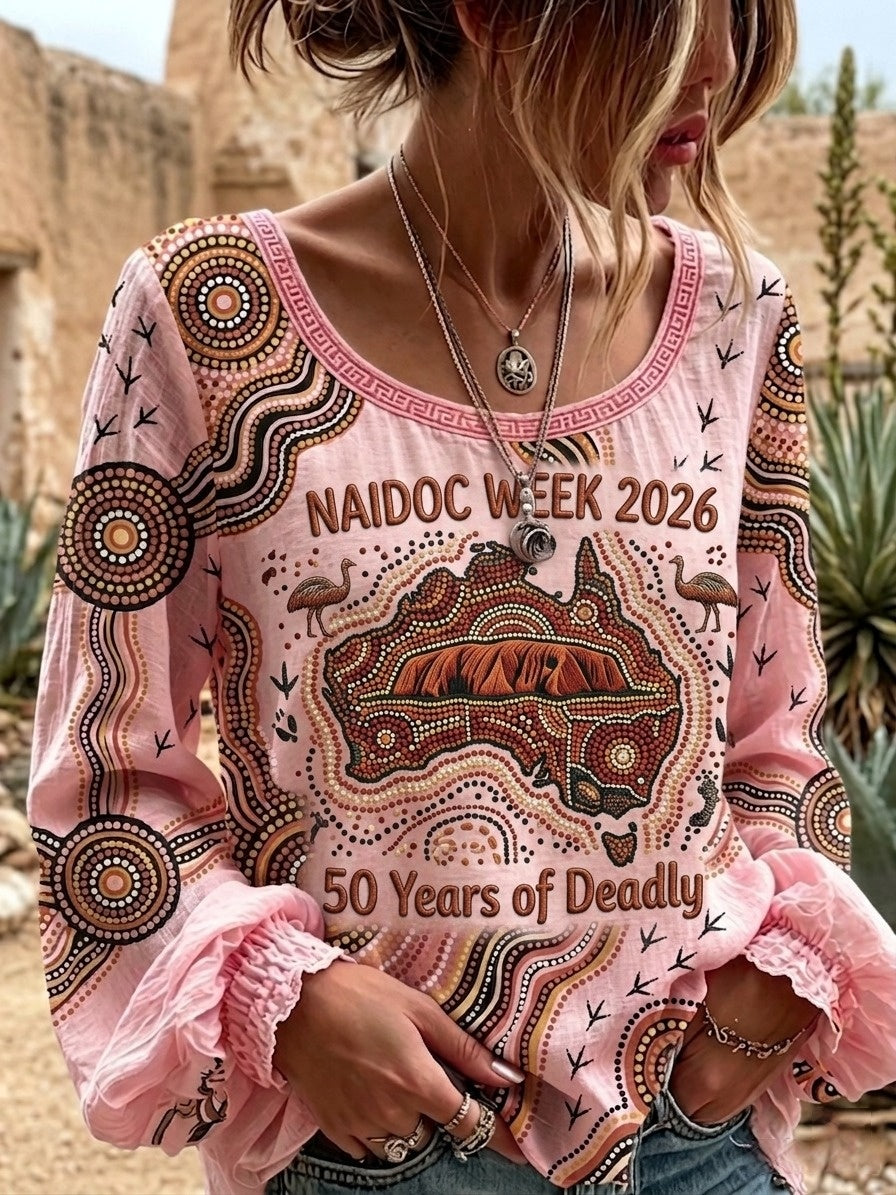 Women's Retro Australian NAIDOC Week Art Printed Top