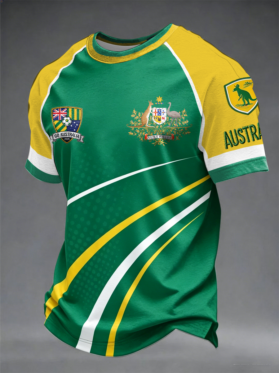 Men's Australian Football Enthusiast Print short sleeve t-shirt