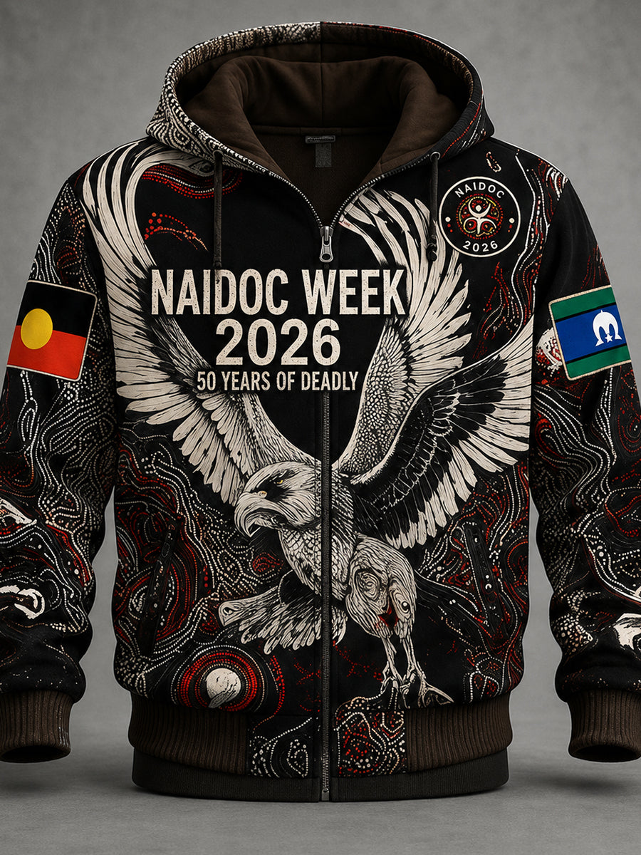 Retro Australian NAIDOC Week Art Print Casual Hooded Jacket