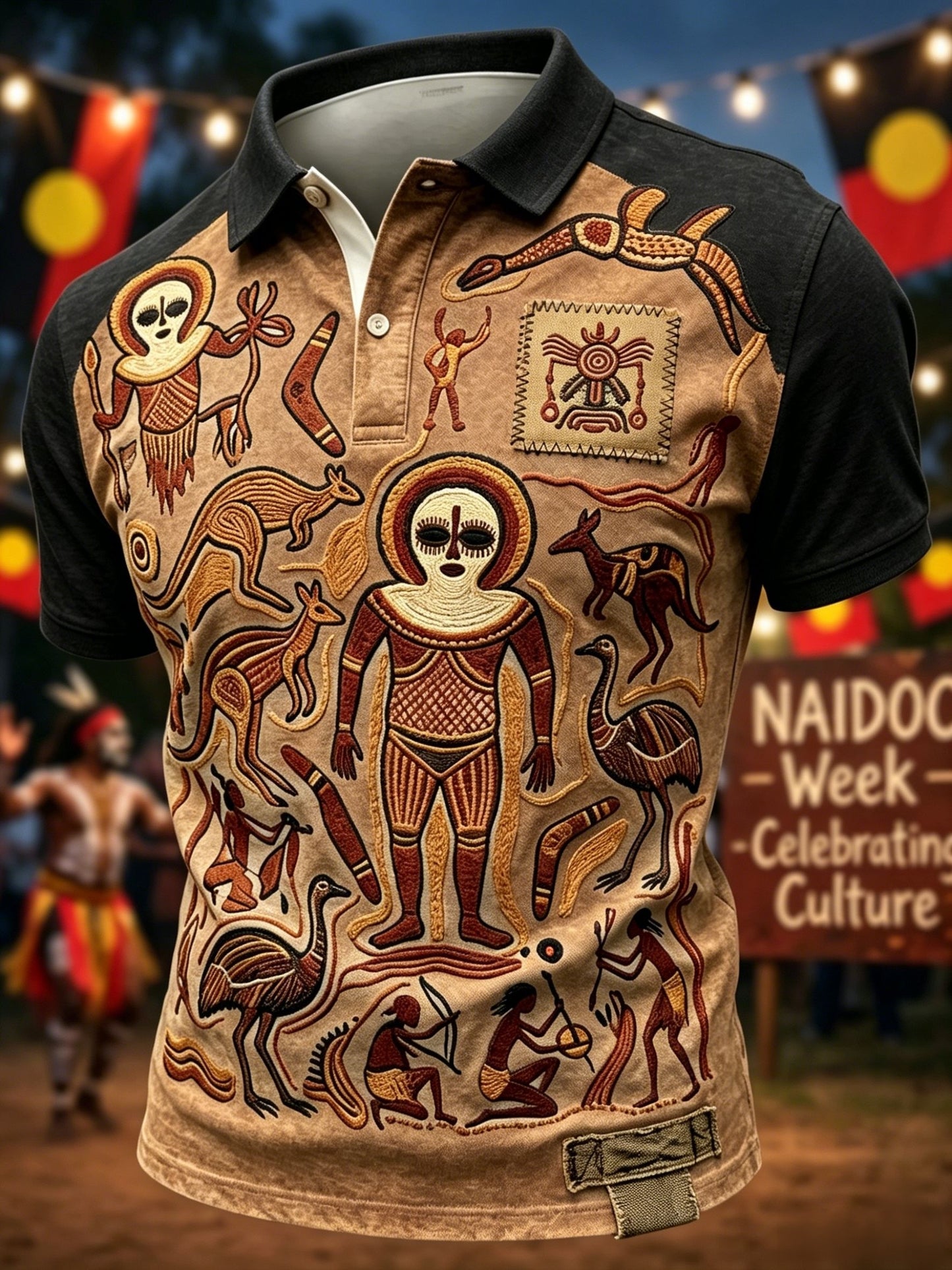 Men's AU Aboriginal Culture Printed Polo Shirt