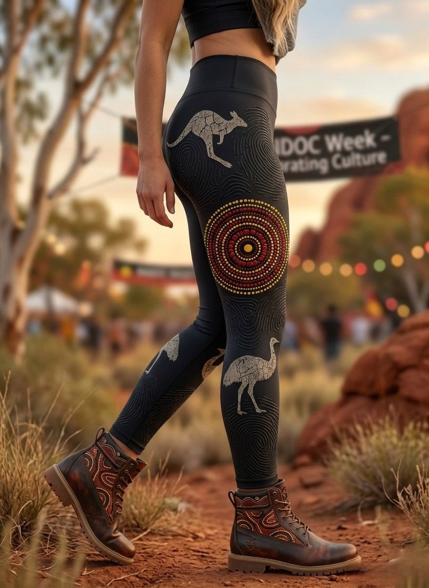 Women's AU Aboriginal Art NAIDOC Week Sports Stretch Leggings