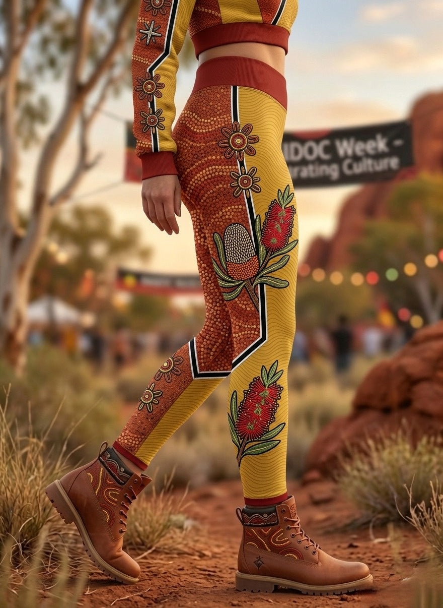 Women's AU Aboriginal Art NAIDOC Week Sports Stretch Leggings