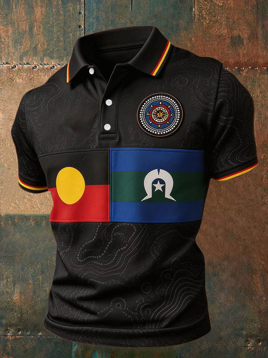 Men's Australian Aboriginal Culture Art Printed Casual Tops