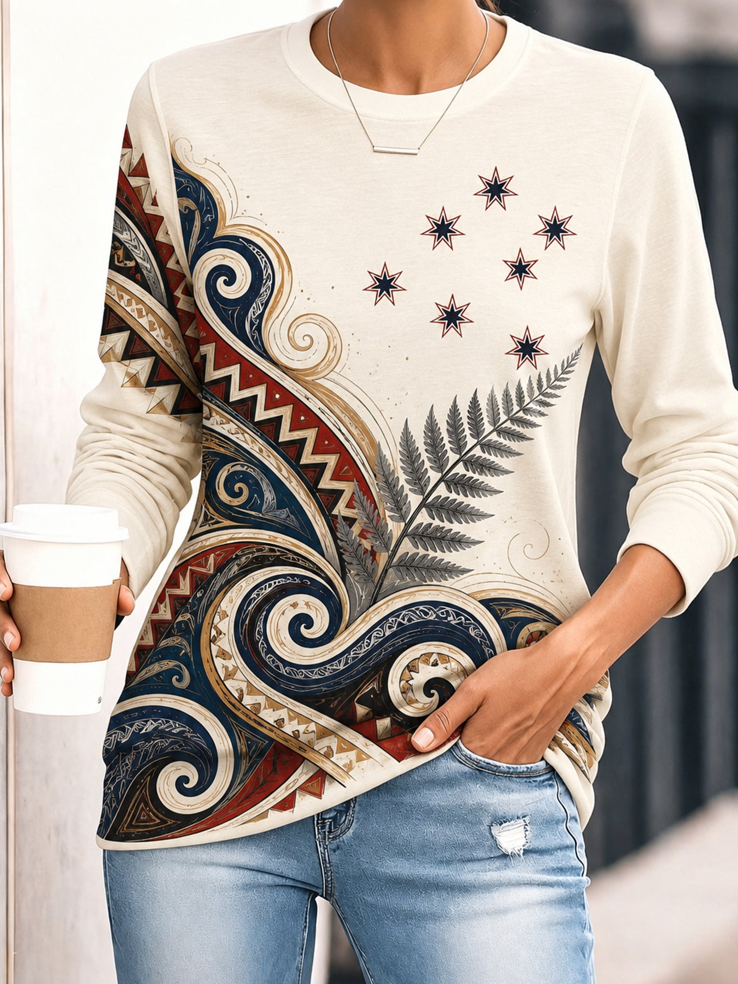 Women's New Zealand Maori Cultural Maori New Year Element Art Print Top