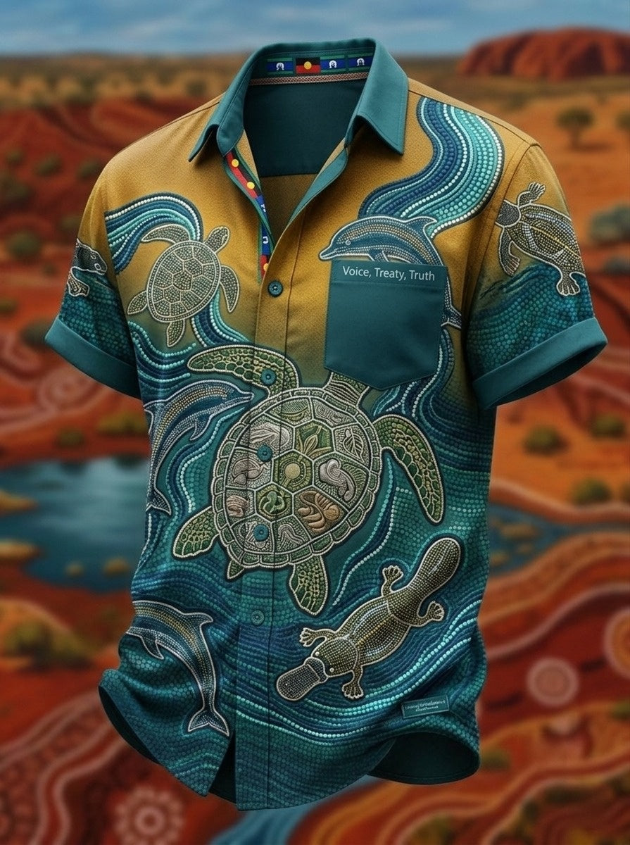 Men's AU Aboriginal Culture Printed Short-Sleeve Shirt