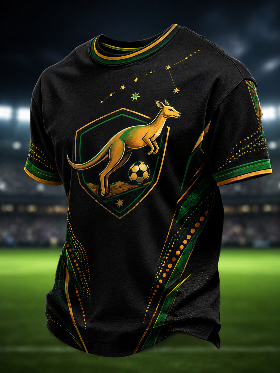 Men's Australian football print short sleeves t-shirt