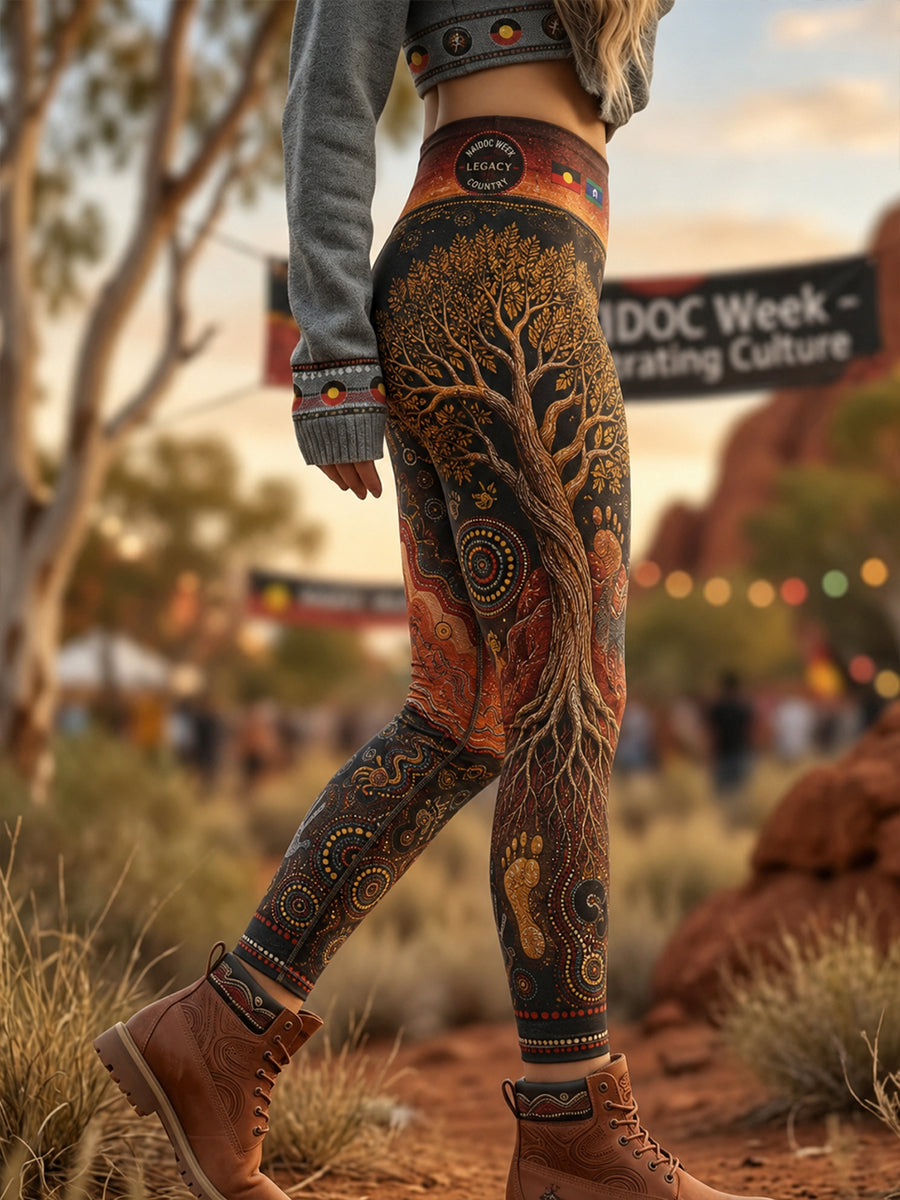 Women's Australia Naidoc Week High-Waisted Slim Fit Casual Leggings