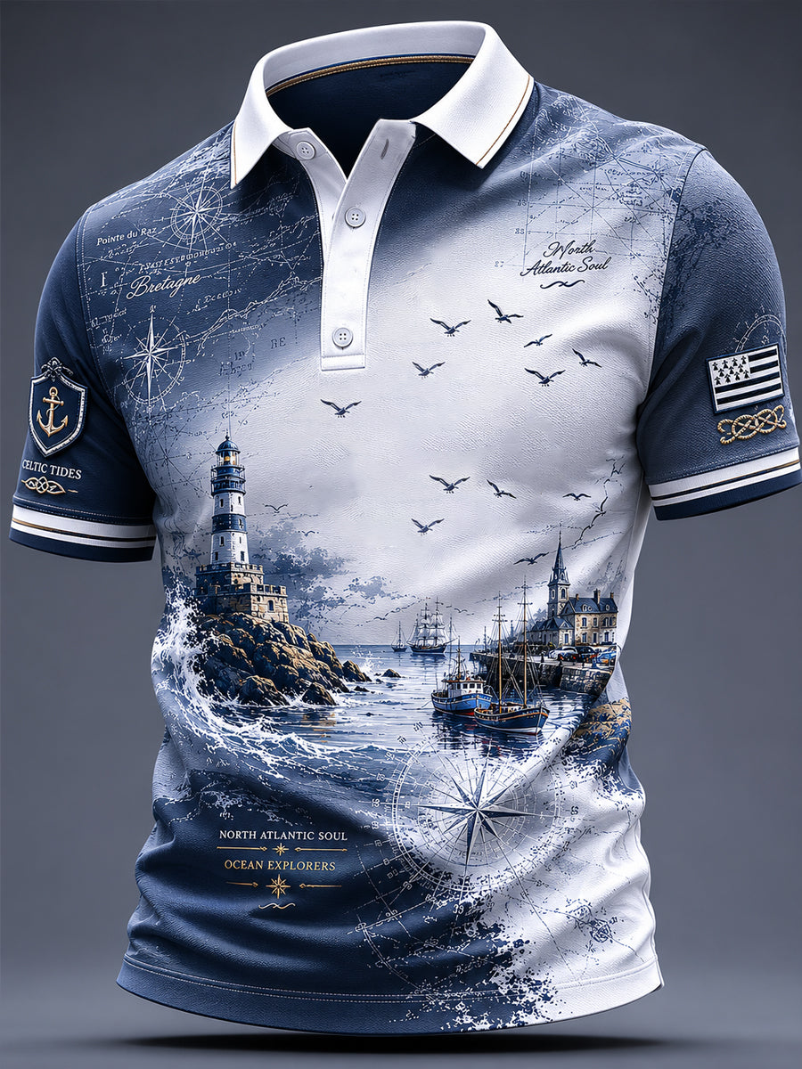 Men's France Brittany Celtic Print Casual Top
