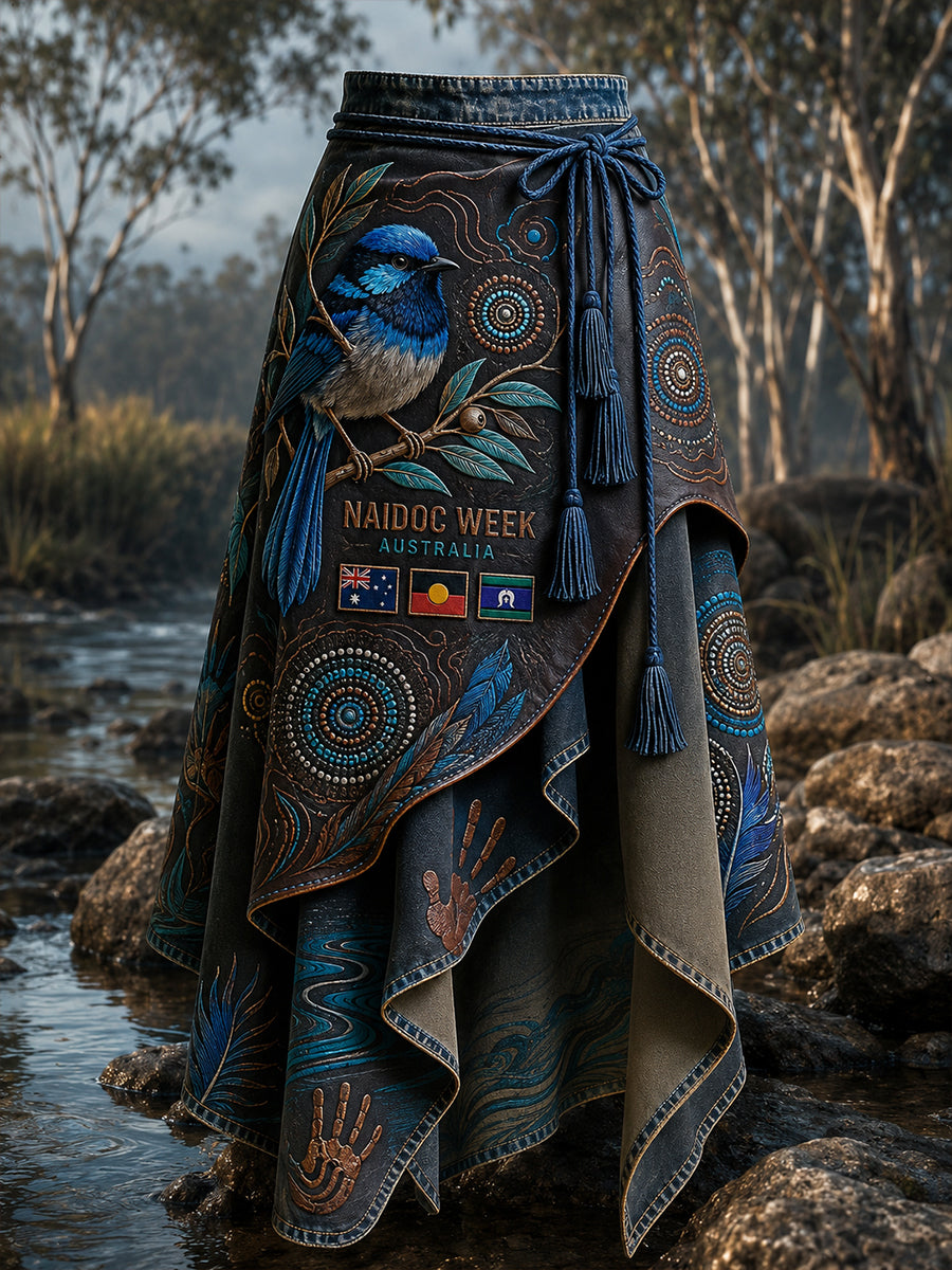 Women's Australia Naidoc Week Art Printed Irregular Skirt