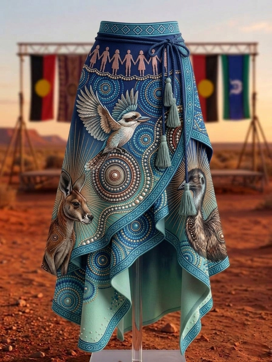 Women's Australia Naidoc Week Art Printed Irregular Skirt