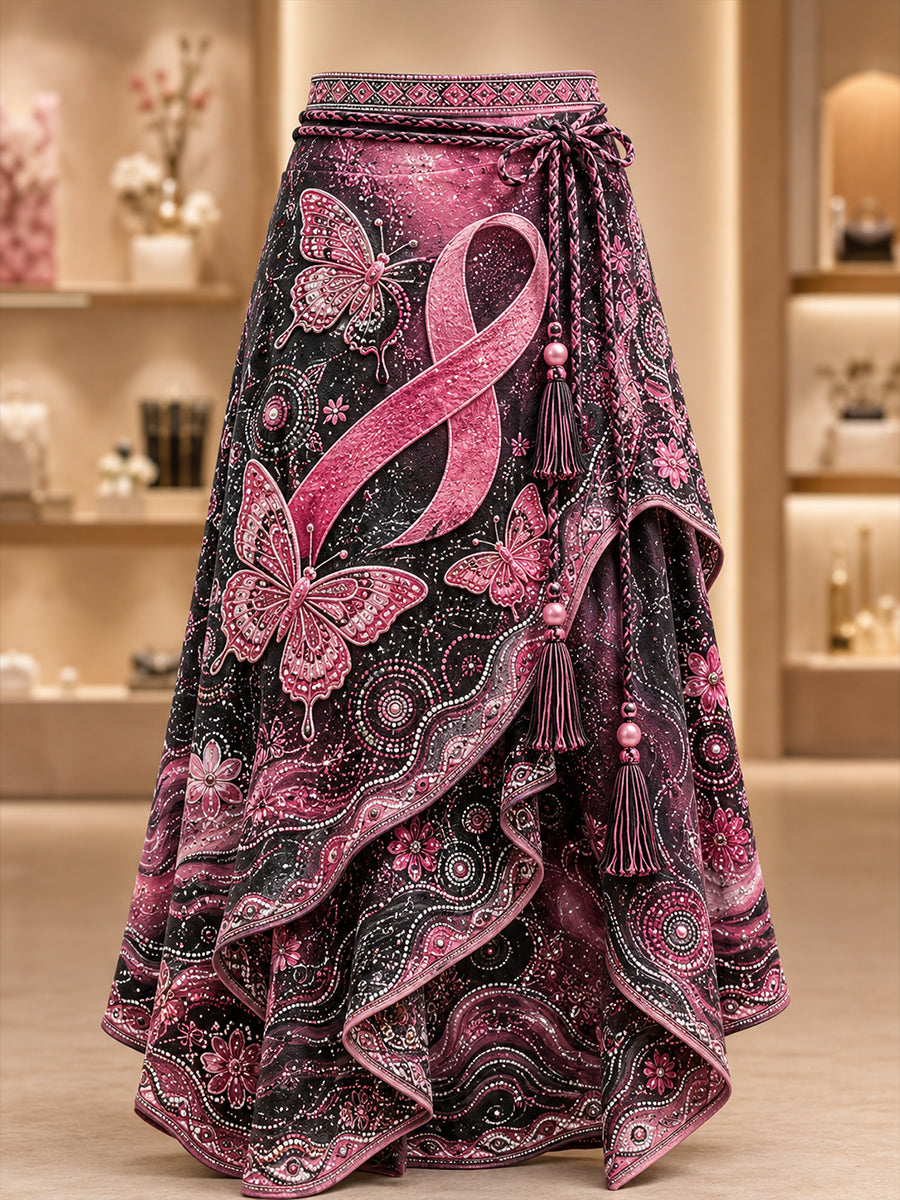 Women's Australia Breast Cancer Awareness Art Printed Irregular Skirt