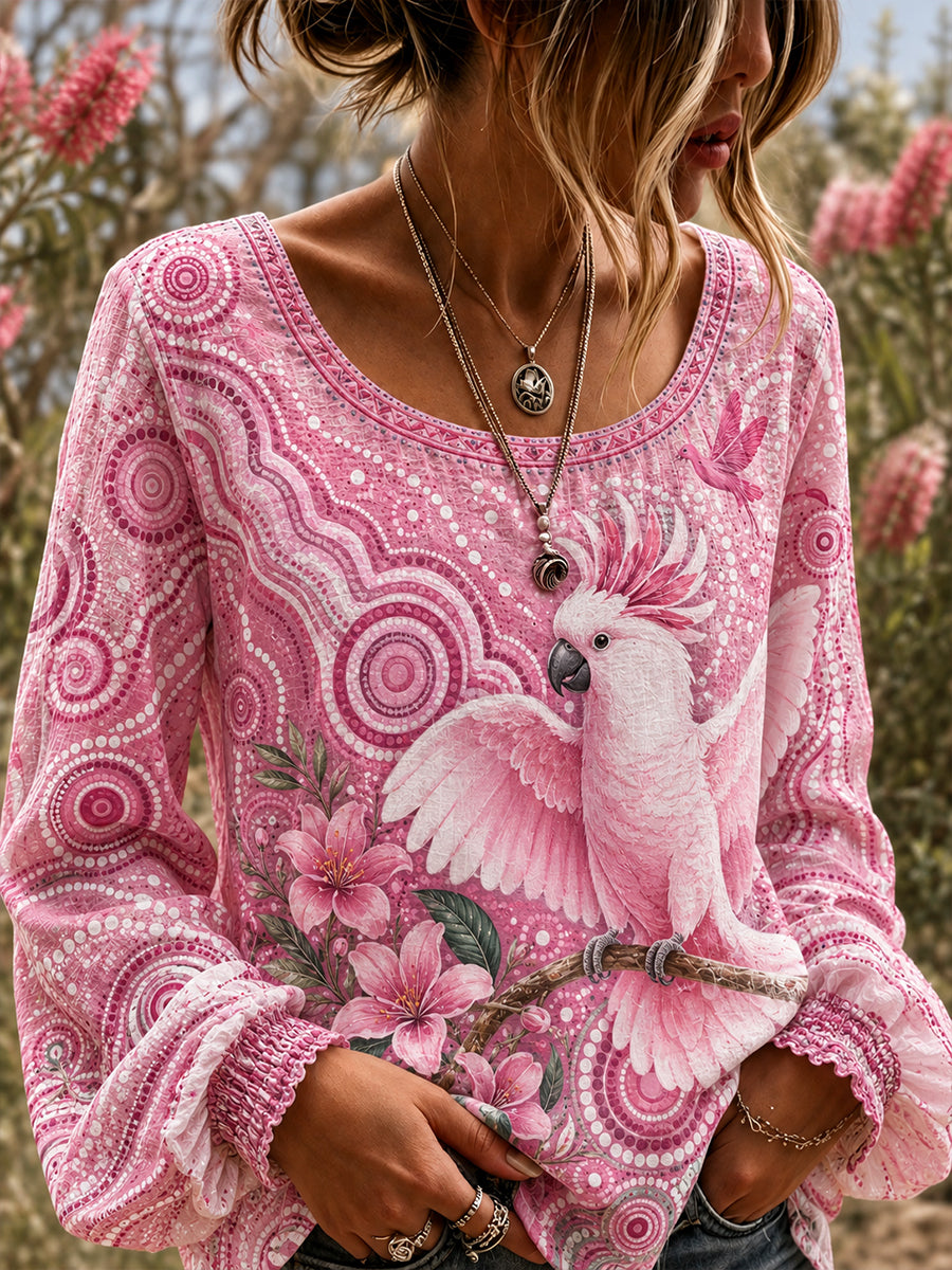 Women's Australia Breast Cancer Awareness Cotton-Linen Shirt